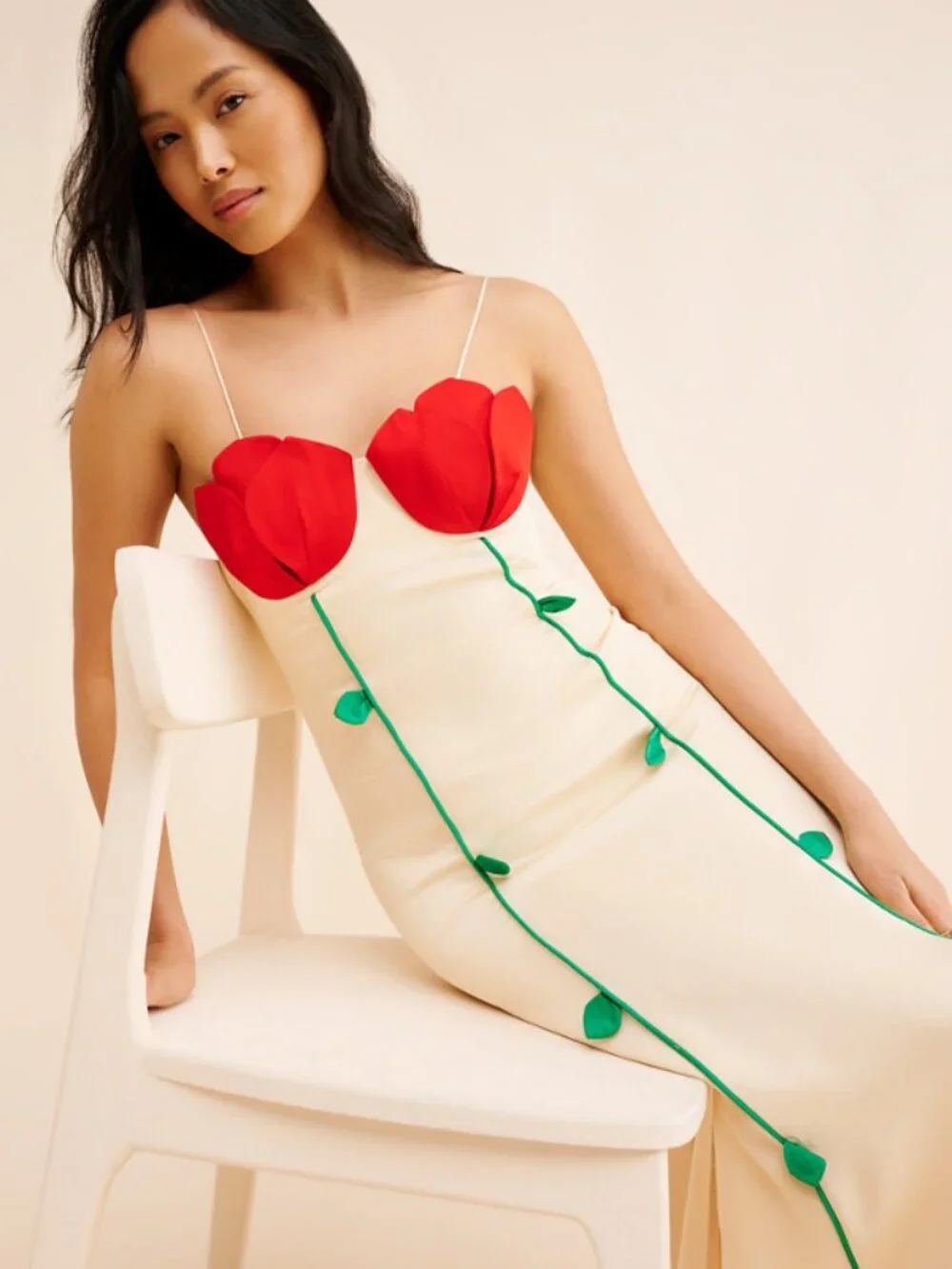 Farm Rio Rose Detailed Satin Dress - Picture 4 of 14